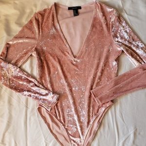 Mauve Longsleeve Plunging Bodysuit